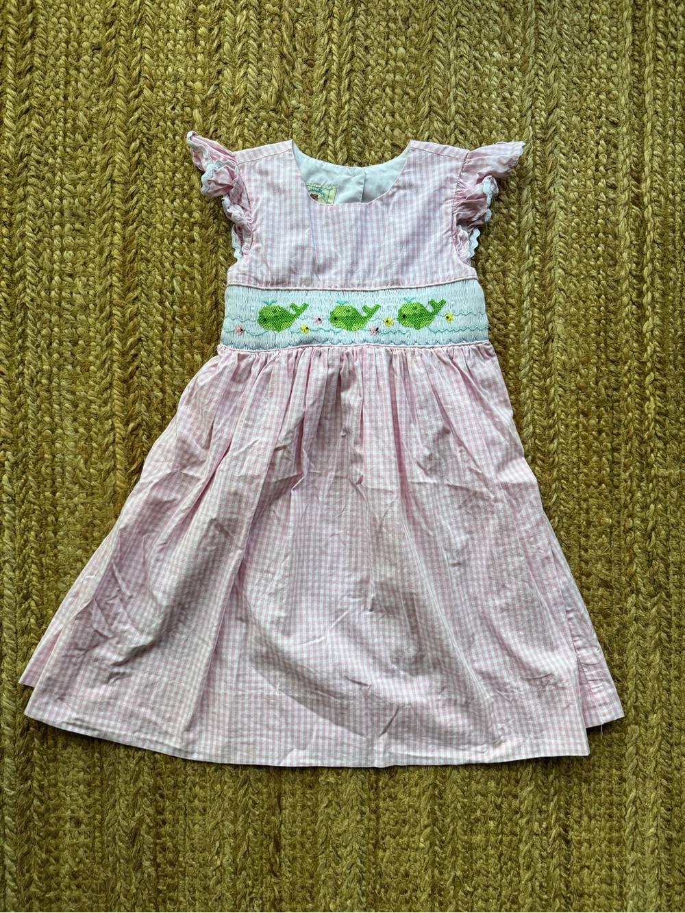 Pink gingham smocked summer dress